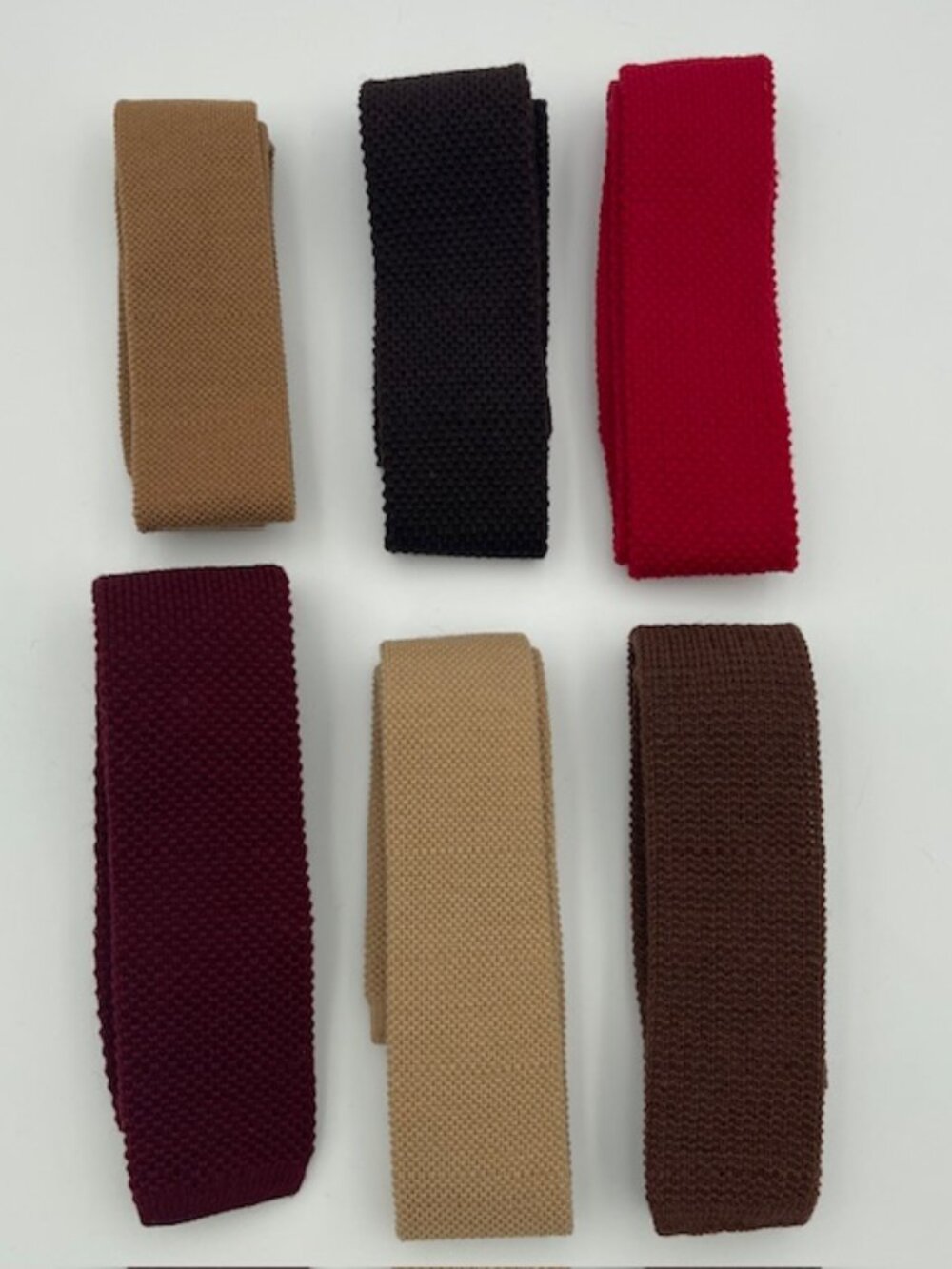 LOT 6 Vintage 100% Wool Skinny Knit Neckties Square Tip Tie Paco Rabanne The Bon
